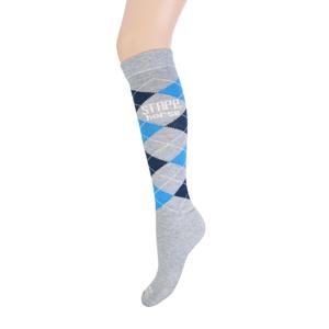 STAPP Horse Paardrijsokken Ruit Grijs / Marine / Blauw-35/38