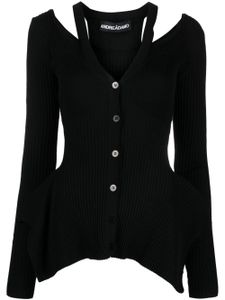 ANDREĀDAMO cardigan en maille nervurée à ourlet péplum - Noir