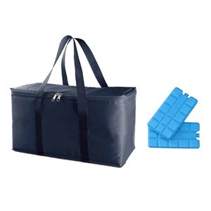 Koeltas van 39 x 22 x 19 cm blauw met 6x stuks koelelementen - Koeltas