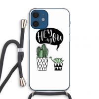 Hey you cactus: iPhone 12 mini Transparant Hoesje met koord