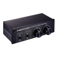 LINEPAUDIO A977 2 in 2 uit Switcher Full-Balance passieve voorversterker actieve speaker dubbele geluidsbron volume controller (zwart)