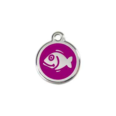 Fish Purple roestvrijstalen kattenpenning small/klein dia. 2 cm - Reddingo