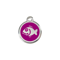 Fish Purple roestvrijstalen kattenpenning small/klein dia. 2 cm - Reddingo