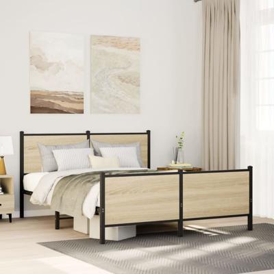 Bedframe zonder matras metaal sonoma eikenkleurig 160x200 cm