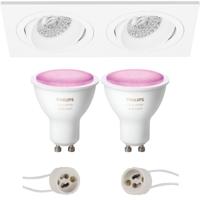 Philips Hue LED Inbouwspot Set - Dubbel Kantelbaar Mat Wit - Bluetooth