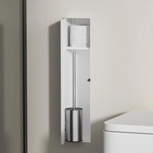 Toiletborstelset SaniClear Hide | Inbouw | Met rolhouder | Mat wit