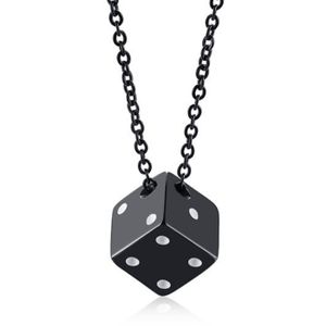 LGT Jewels heren ketting Edelstaal Geluk Dobbelsteen Zwart
