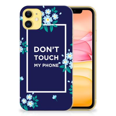 Apple iPhone 11 Silicone-hoesje Flowers Blue DTMP Apple iPhone 11 Silicone-hoesje Flowers Blue DTMP