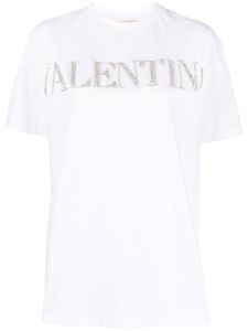 Valentino Garavani t-shirt en coton à logo orné de cristaux - Blanc