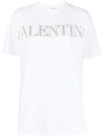 Valentino Garavani t-shirt en coton à logo orné de cristaux - Blanc