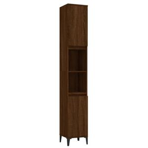 The Living Store Badkaast Bruineiken - 30 x 30 x 190 cm - Duurzaam bewerkt hout - Voldoende opbergruimte - Metalen