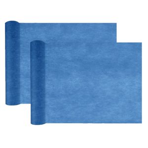 Santex Tafelloper op rol - 2x - polyester - donkerblauw - 30 cm x 10 m - Feesttafelkleden