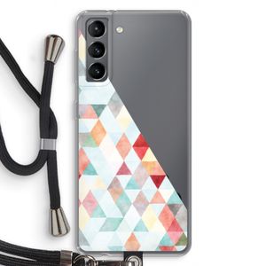 Gekleurde driehoekjes pastel: Samsung Galaxy S21 Transparant Hoesje met koord