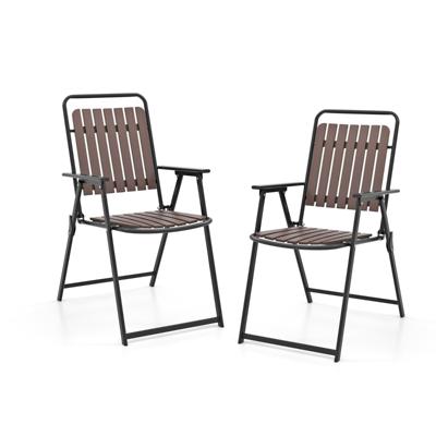 Set van 2 Tuinstoelen Klapstoelen met Zitting en Rugleuning van PP Weerbestendige Balkonstoelen Belastbaar tot 180 kg Koffie