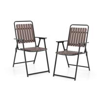 Set van 2 Tuinstoelen Klapstoelen met Zitting en Rugleuning van PP Weerbestendige Balkonstoelen Belastbaar tot 180 kg Koffie