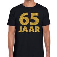 65 jaar gouden glitter tekst t-shirt zwart heren