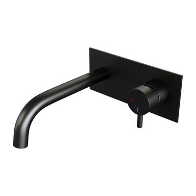 Brauer Black Edition Wastafelmengkraan inbouw - gebogen uitloop links - hendel kort smal - afdekplaat - model B 1 - mat zwart 5-S-004-B5