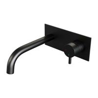 Brauer Black Edition Wastafelmengkraan inbouw - gebogen uitloop links - hendel kort smal - afdekplaat - model B 1 - mat zwart 5-S-004-B5