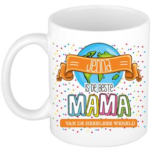 Naam mok mama Jenna - wit - de beste - keramiek - 300 ml - Moederdag/verjaardag