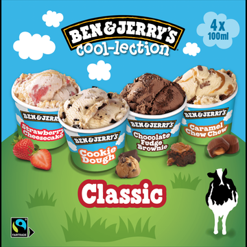 Ben & Jerry&apos;s IJs Mix The Classic Coollection 4 x 100ml 400ml bij Jumbo