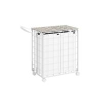 Wasmand 110 L met deksel inktzwart en leigrijs, Wolk wit / 110L (57 x 33 x 65 cm)