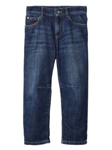 Brunello Cucinelli Kids jean droit à logo brodé - Bleu