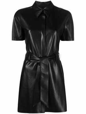 Nanushka robe-chemise courte à taille ceinturée - Noir