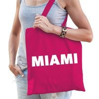 Katoenen Florida/USA/wereldstad tasje Miami roze - thumbnail