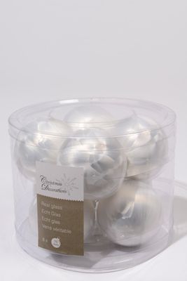 8 kerstballen wit ijslak 70 mm KSD - Ksd