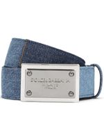 Dolce & Gabbana ceinture en jean à design patchwork - Bleu