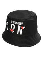 DSQUARED2 logo-print flat-crown bucket hat - Noir