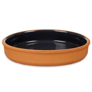 Tapas/hapjes serveren/oven schaal terracotta/zwart 23 x 4 cm