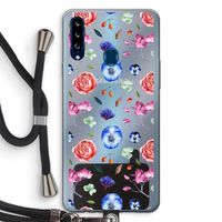 Bloemetjes: Samsung Galaxy A20s Transparant Hoesje met koord