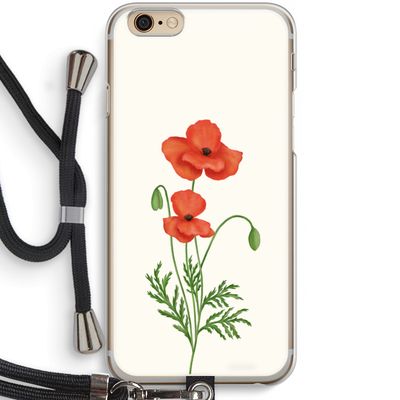 Red poppy: iPhone 6 / 6S Transparant Hoesje met koord