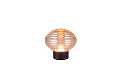 Trio Oplaadbare tafellamp zwartEarl amber glas - R57771113