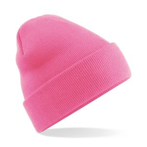 Basic dames/heren beanie wintermuts 100% soft Acryl in kleur oud roze