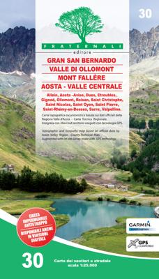 Wandelkaart 30 Gran San Bernardo, Valle di Ollomont, Mont Fallére, Aosta - Valle Centrale | Fraternali Editore