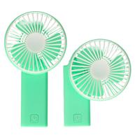 Mini ventilator/handventilator - 2x - 8 x 5 x 15 cm - Groen - Verkoeling in zomer