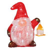 Kerstverlichting figuur - gnome/dwerg - 17 x 25 x 29 cm - LED decoratie kerstfiguren