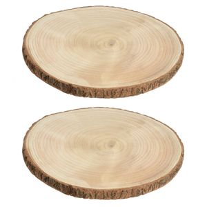 4x stuks houten decoratie boomschors boomschijven D26 cm