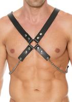 Men&apos;s Chain Harness - Premium Leather - Black