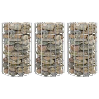 VidaXL Gabion plantenbakken 3 st rond verhoogd ø30x50 cm staal