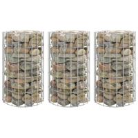 VidaXL Gabion plantenbakken 3 st rond verhoogd ø30x50 cm staal