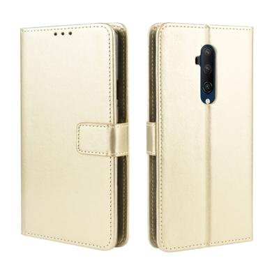 Voor OnePlus 7T Pro retro Crazy Horse textuur horizontale Flip lederen draagtas met houder & kaartsleuven & fotolijstjes (goud)