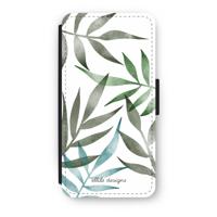 Tropical watercolor leaves: iPhone 7 Plus Flip Hoesje - thumbnail