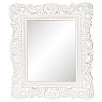 HAES DECO - Rechthoekige Vintage Spiegel - Wit - 31x2x36 cm - Polyresin / Glas - Wandspiegel, Spiegel Rechthoek