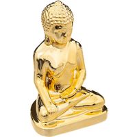 Home decoratie Boeddha beeld - goud kleurig - 16 x 25 cm - voor binnen - thumbnail