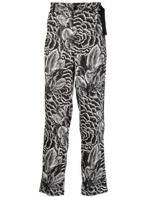 4SDESIGNS pantalon slim à fleurs - Noir