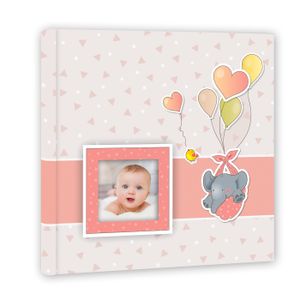 Fotoboek/fotoalbum Pierre baby meisje met 30 paginas roze 32 x 32 x 3,5 cm