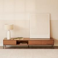 Kave Home TV-meubel Vedrana Laag, Walnoot, 195cm - Bruin - thumbnail